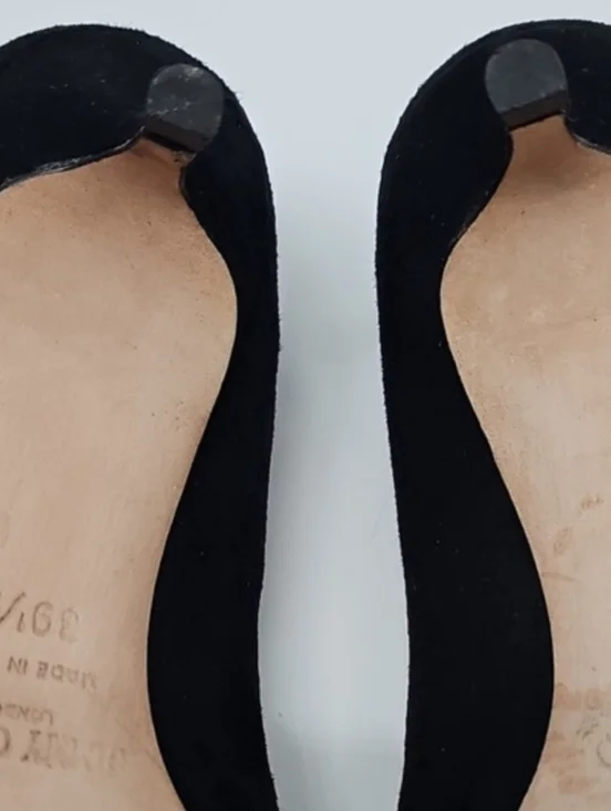 Jimmy Choo Amelia Black Suede Kitten Heels Pointed Toe Dainty Fem Made In Italy - Picture 10 of 12